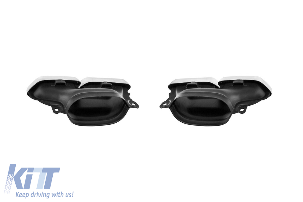 Difuzor tip C63 cu capete cromate potrivit pentru bara spate standard pentru Mercedes Clasa C W205 sedan, S205 break 2013-2019 -oo--oo-, cu garnitură cromată Performance AutoTuning