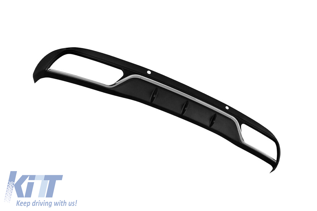 Difuzor tip C63 cu capete cromate potrivit pentru bara spate standard pentru Mercedes Clasa C W205 sedan, S205 break 2013-2019 -oo--oo-, cu garnitură cromată Performance AutoTuning