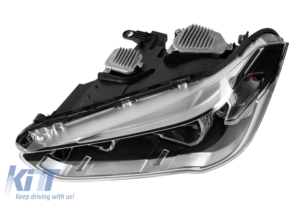 Kit de faruri LED de tuning potrivit pentru BMW X1 F48 după 2015, cu bază neagră, pentru modelul cu faruri halogen Performance AutoTuning