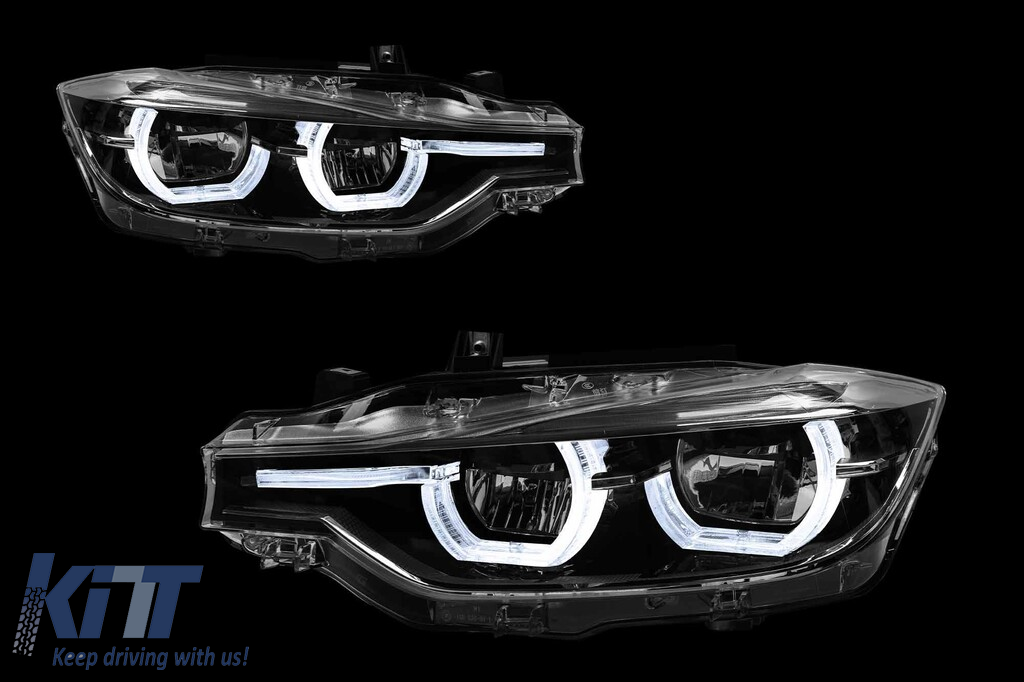 Set de faruri LED tip LCI potrivit pentru BMW Seria 3 F30 sedan, F31 touring 2013-2015 pentru modelele cu faruri xenon din fabrică Performance AutoTuning