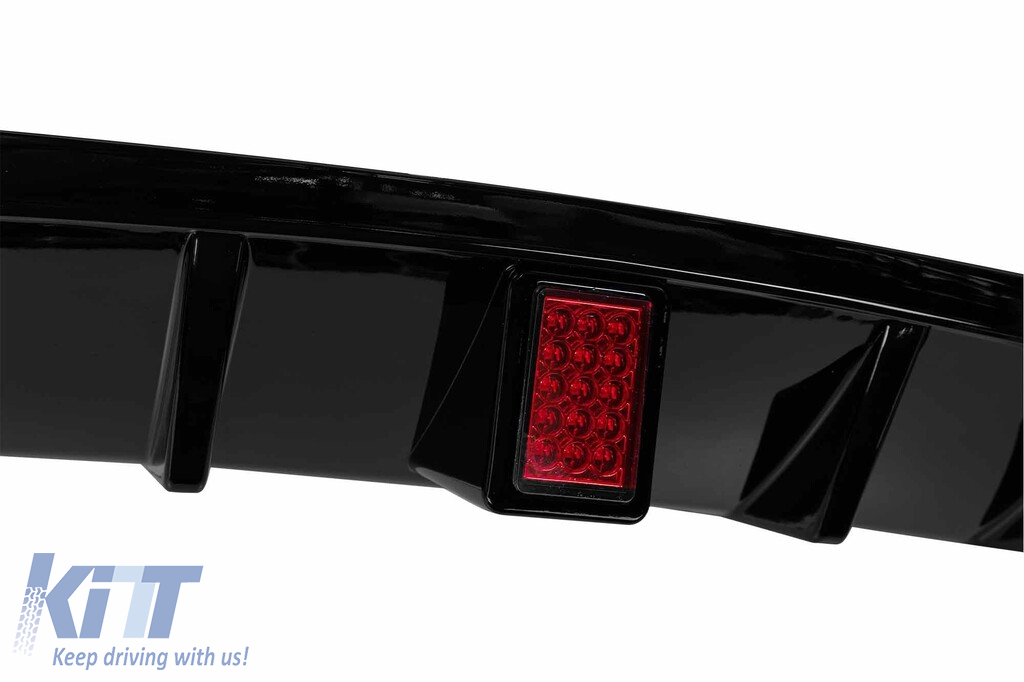 Difuzor tip M Performance Design Design potrivit pentru bara spate M a BMW Seria 5 F10 sedan 2010-2017 cu stop de frână suplimentar, lac negru -oo--oo- Performance AutoTuning