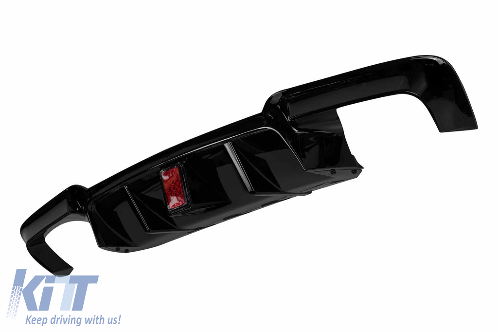 Difuzor tip M Performance Design Design potrivit pentru bara spate M a BMW Seria 5 F10 sedan 2010-2017 cu stop de frână suplimentar, lac negru -oo--oo- Performance AutoTuning
