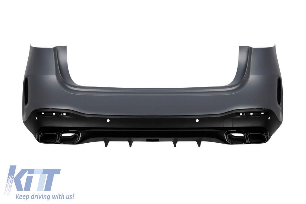 Un pachet de design tip GLE63 potrivit pentru Mercedes GLE SUV W167 2018-2023, cu elemente din lac negru, faruri LED și stopuri LED Performance AutoTuning