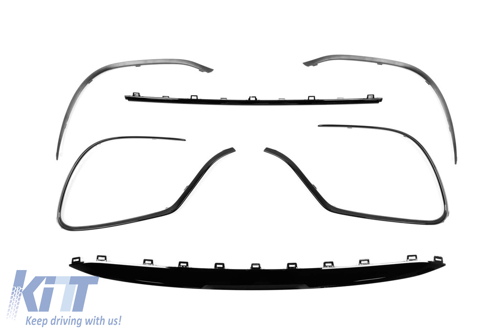 Un pachet de design tip GLE63 potrivit pentru Mercedes GLE SUV W167 2018-2023, cu elemente din lac negru, faruri LED și stopuri LED Performance AutoTuning