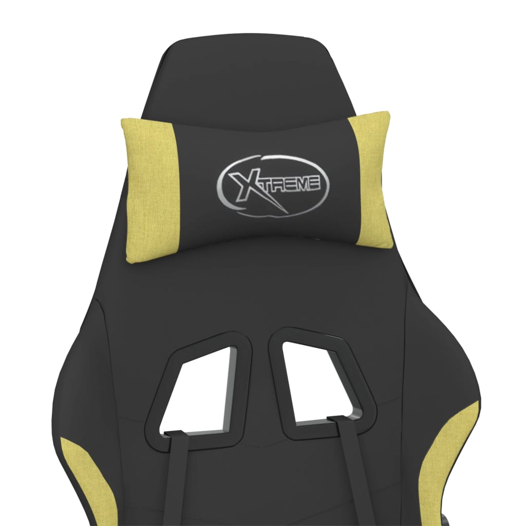 Scaun de gaming cu suport picioare, negru/verde deschis, textil GartenMobel Dekor