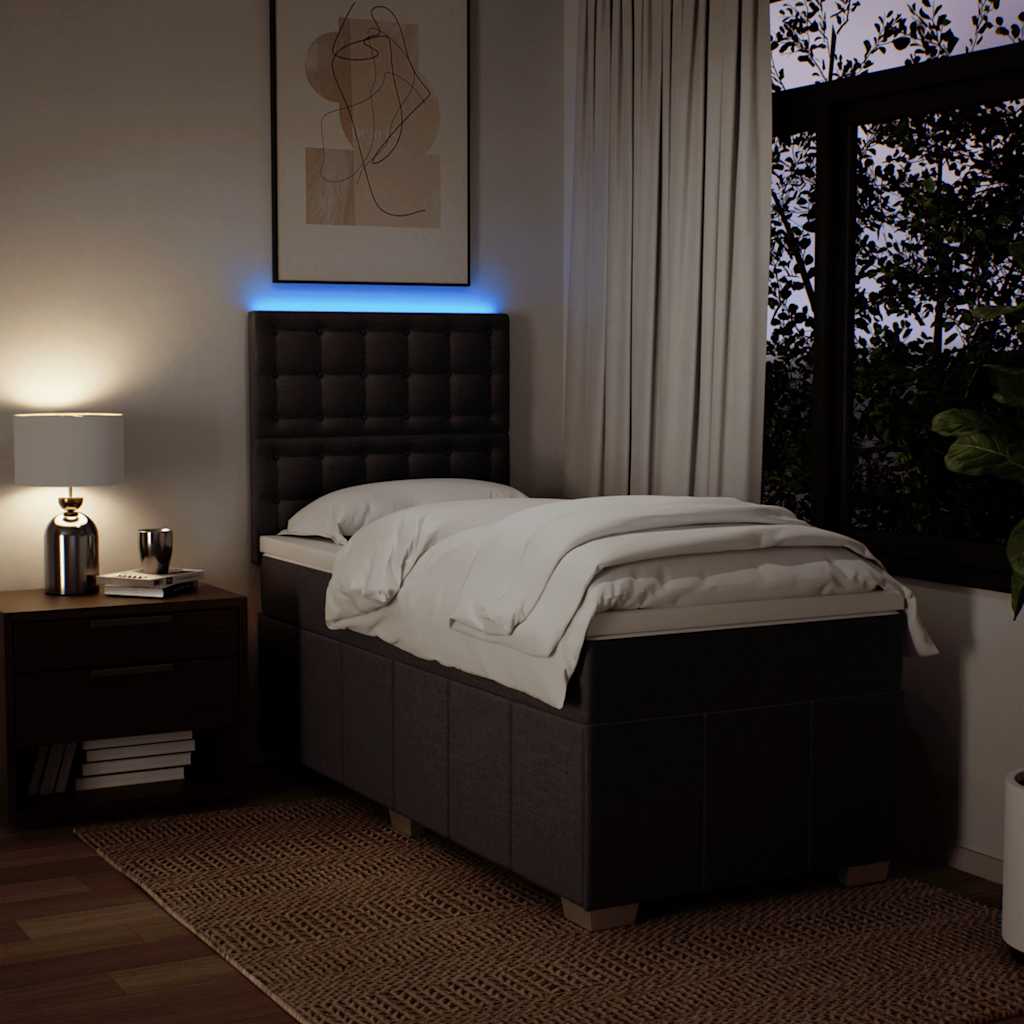 Pat box spring cu saltea, maro închis, 90x200 cm, textil GartenMobel Dekor