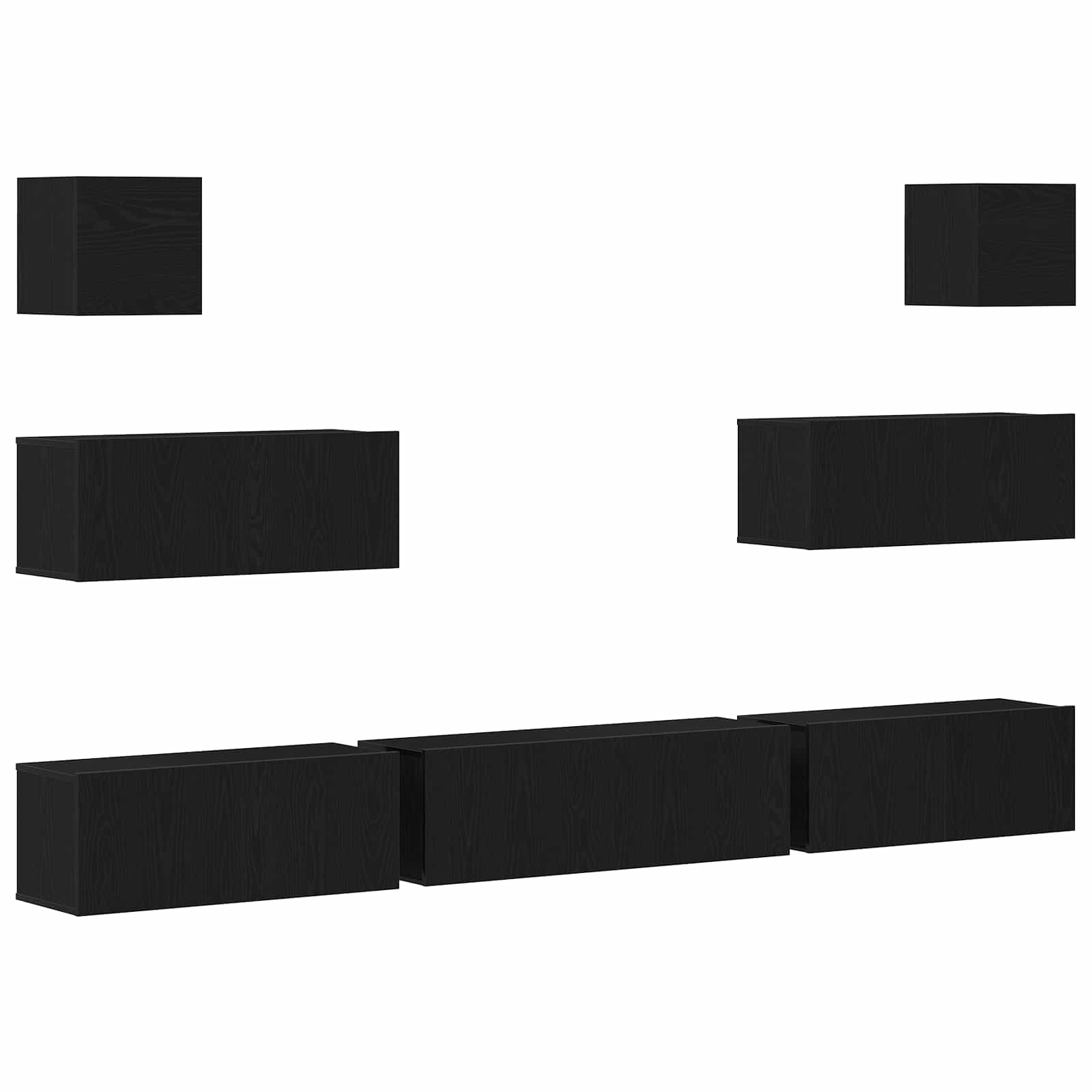 Set comodă TV 7 pcs Stejar Negru 100 x 30 x 30 cm Lemn compozit GartenMobel Dekor