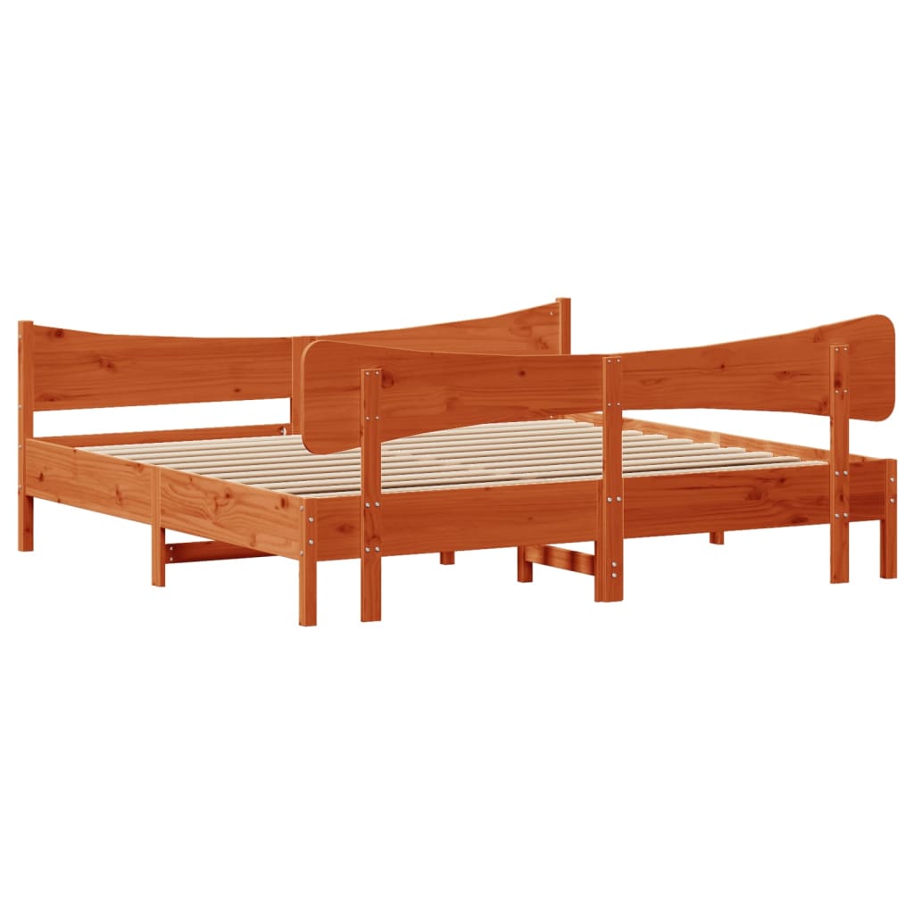 Cadru de pat fără saltea, maro ceruit 200x200 cm lemn masiv pin GartenMobel Dekor