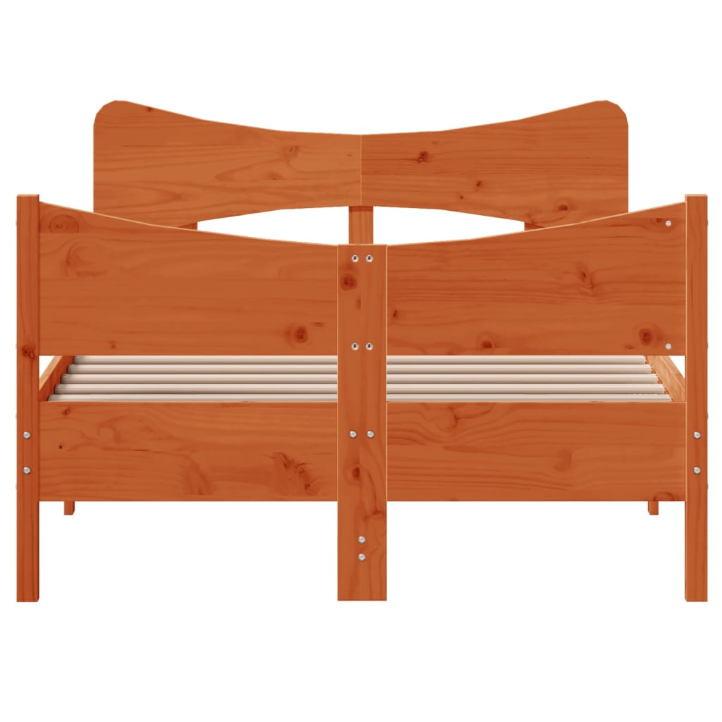 Cadru pat fără saltea, maro ceruit, 120x190 cm, lemn masiv pin GartenMobel Dekor