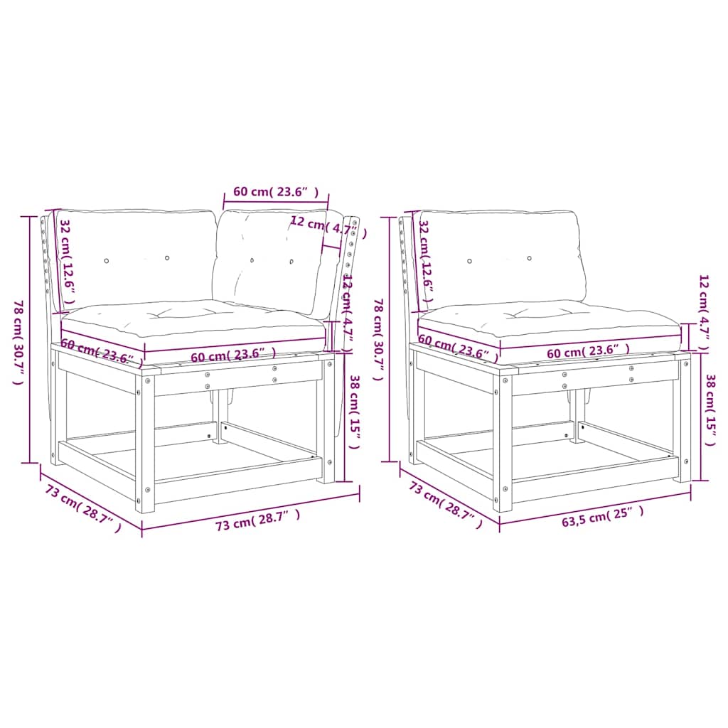 Set mobilier de grădină cu perne, 6 piese, lemn masiv de pin GartenMobel Dekor