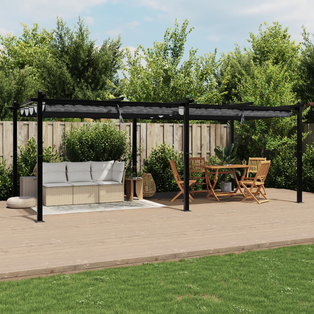 Foișor de grădină, acoperiș retractabil antracit 3x6 m aluminiu GartenMobel Dekor