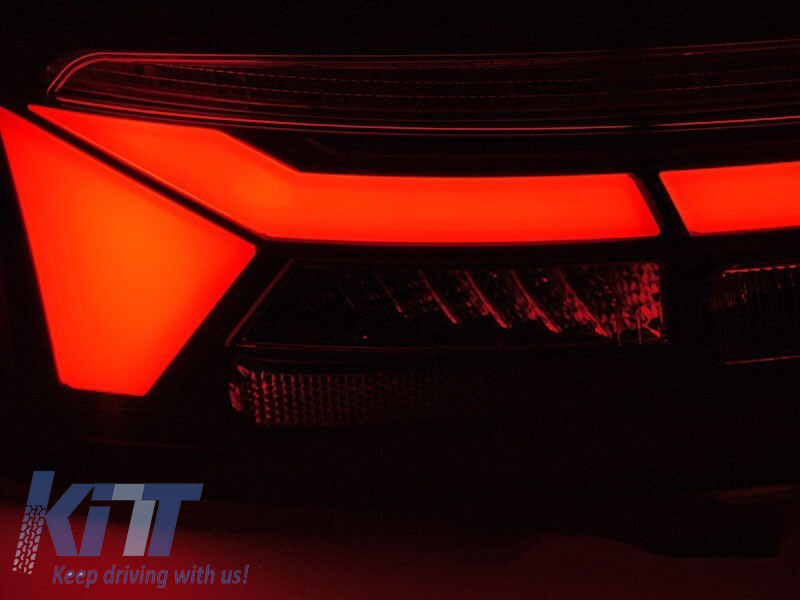 Kit de stopuri LED de tuning potrivit pentru Audi A5 2011-2016 cu bază neagră, cu semnalizare dinamică, stânga și dreapta Performance AutoTuning