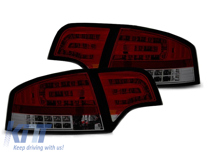 Set de stopuri LED de tuning potrivit pentru Audi A4 B7 sedan 11.2004-03.2008 roșu/fumat, stânga și dreapta Performance AutoTuning