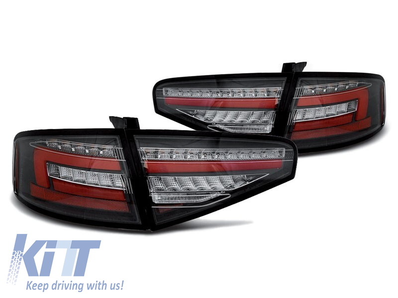 Set de stopuri LED de tuning potrivit pentru Audi A4 sedan 2012-2015 bază neagră, stânga și dreapta Performance AutoTuning