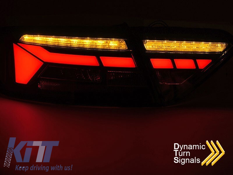 Set de stopuri LED de tuning potrivit pentru Audi A5 2011-2016 cu bază fumurie roșie, cu semnalizator dinamic, stânga și dreapta Performance AutoTuning