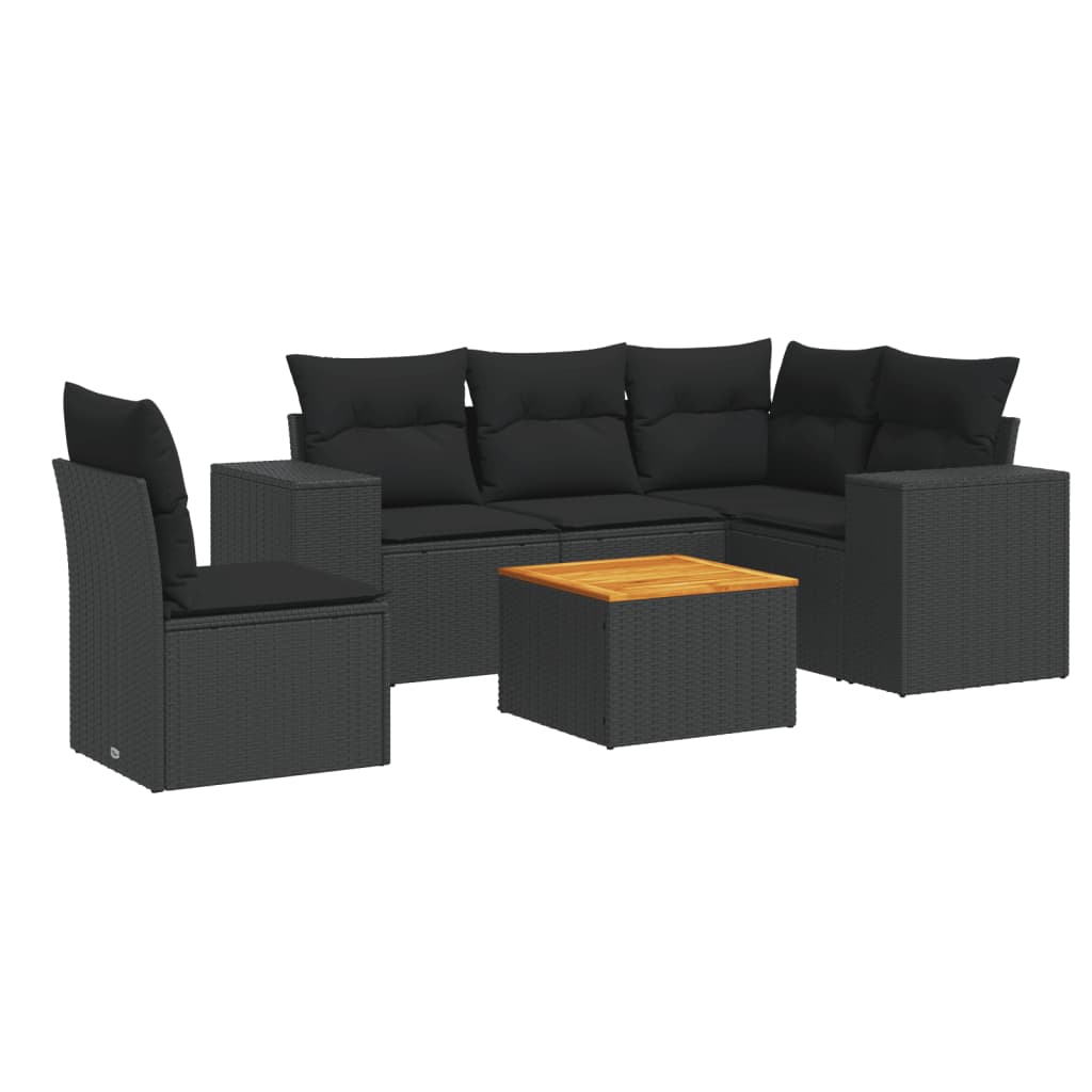 Set mobilier de grădină cu perne, 6 piese, negru, poliratan GartenMobel Dekor