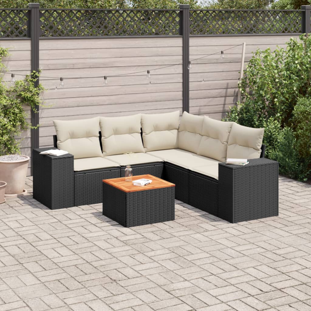 Set mobilier de grădină cu perne, 6 piese, negru, poliratan GartenMobel Dekor