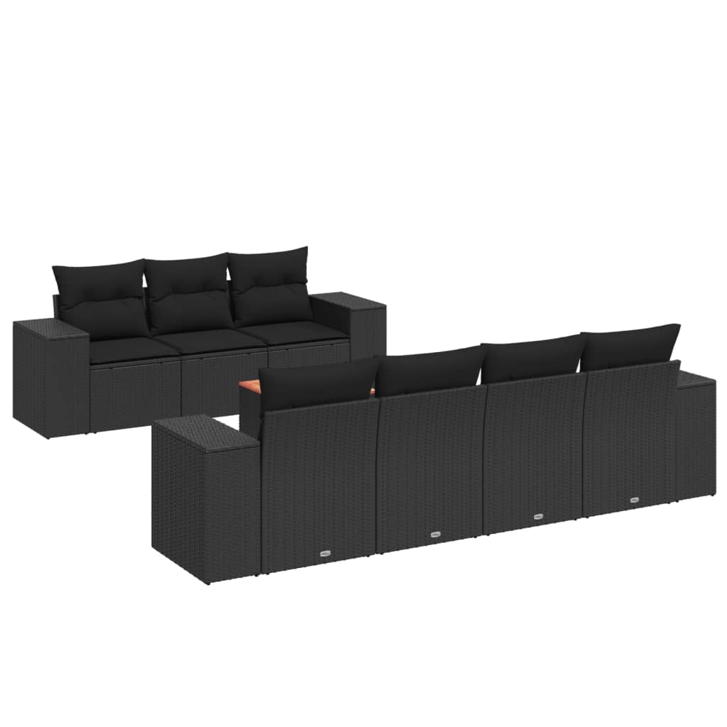 Set mobilier de grădină cu perne, 8 piese, negru, poliratan GartenMobel Dekor