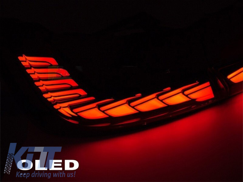 Set de stopuri LED de tuning potrivit pentru BMW Seria 3 G20 2019-2022 cu bază fumurie, semnal de întoarcere dinamic, cu funcția