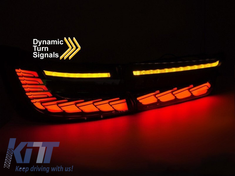Set de stopuri LED de tuning potrivit pentru BMW Seria 3 G20 2019-2022 cu bază fumurie, semnal de întoarcere dinamic, cu funcția