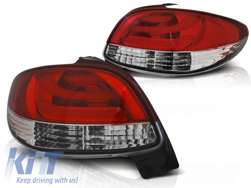 Set de stopuri LED de tuning potrivit pentru Peugeot 206 după 10.1998 negru/alb, stânga și dreapta Performance AutoTuning