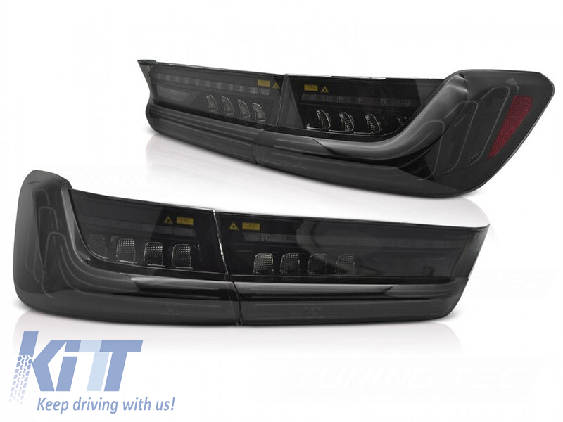 Set de stopuri LED potrivit pentru BMW Seria 3 G20 sedan 2019-2022, cu bază fumurie, stânga și dreapta Performance AutoTuning