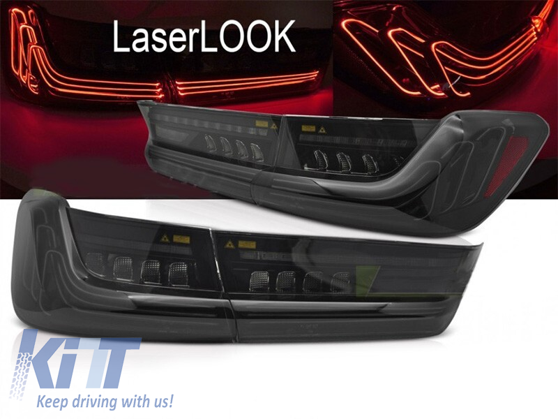 Set de stopuri LED potrivit pentru BMW Seria 3 G20 sedan 2019-2022, cu bază fumurie, stânga și dreapta Performance AutoTuning