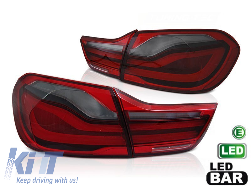 Set de stopuri LED potrivit pentru BMW Seria 4 F32 Coupe, F33 Cabriolet, F36 Gran Coupe 2013-2016, fumurii, stânga și dreapta Performance AutoTuning