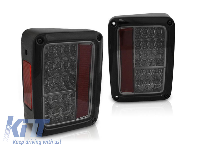 Set de stopuri LED potrivit pentru Jeep Wrangler JK 2007-2018, bază fumurie, stânga și dreapta Performance AutoTuning