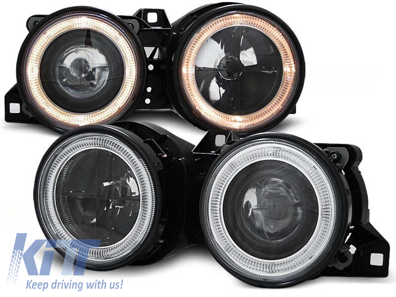 Set de faruri de tuning cu ochi de înger halogen potrivit pentru BMW 3 E30 11.1982-06.1994 sedan/coupe/cabriolet/estate, stânga și dreapta Performance AutoTuning