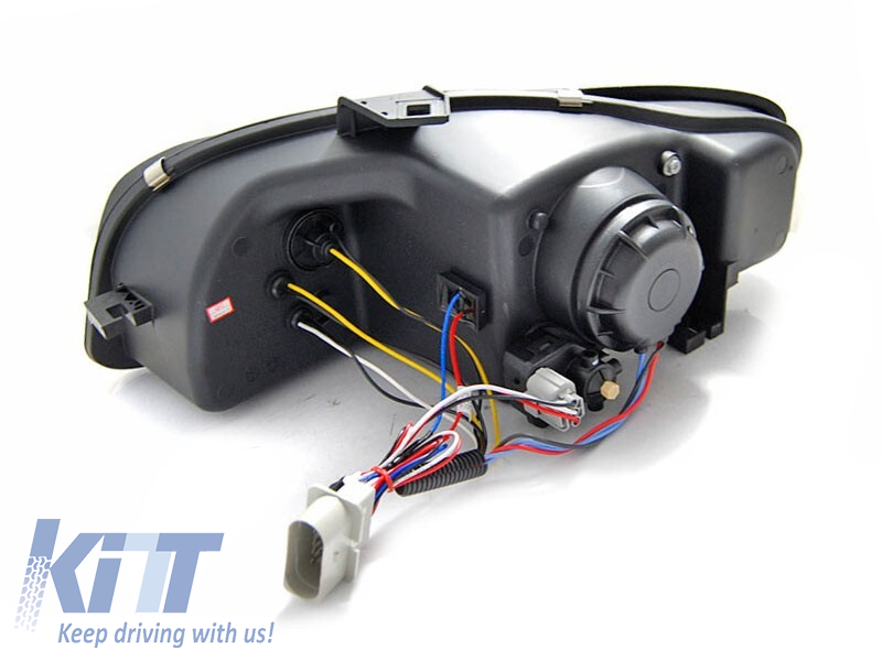 Set de faruri de tuning potrivit pentru Audi A4 B7 2004-2008 cu bază neagră, stânga și dreapta Performance AutoTuning