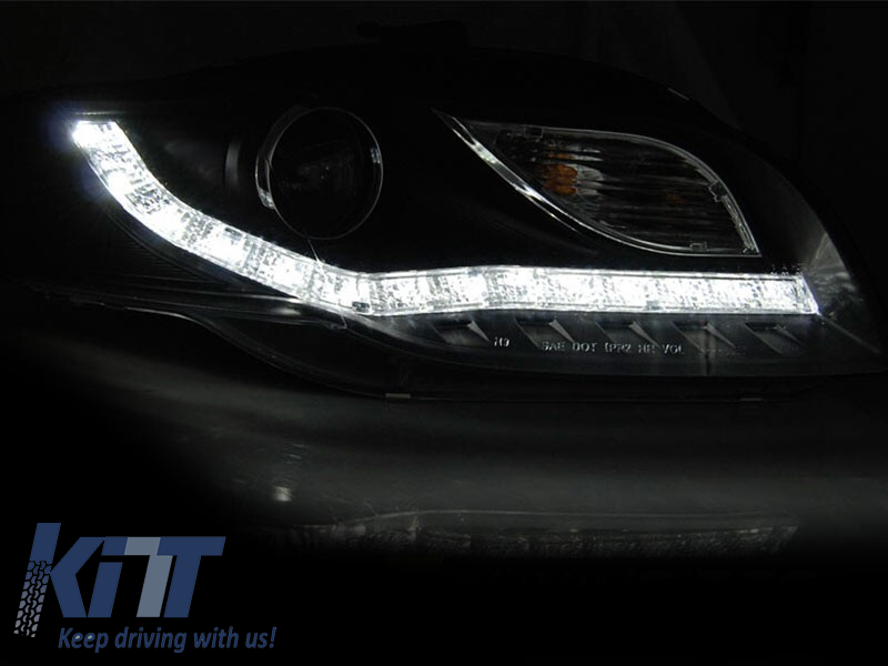 Set de faruri de tuning potrivit pentru Audi A4 B7 2004-2008 cu bază neagră, stânga și dreapta Performance AutoTuning
