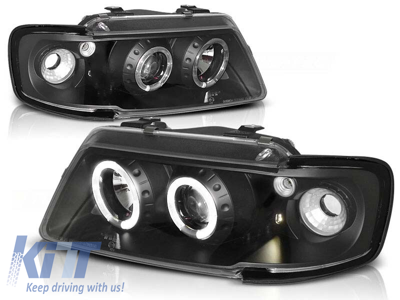 Set de faruri tuning cu ochi de înger halogen, potrivit pentru Audi A3 8L 08.1996-08.2000, stânga și dreapta Performance AutoTuning