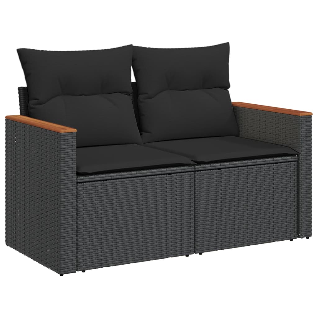 Set mobilier de grădină cu perne, 5 piese, negru, poliratan GartenMobel Dekor