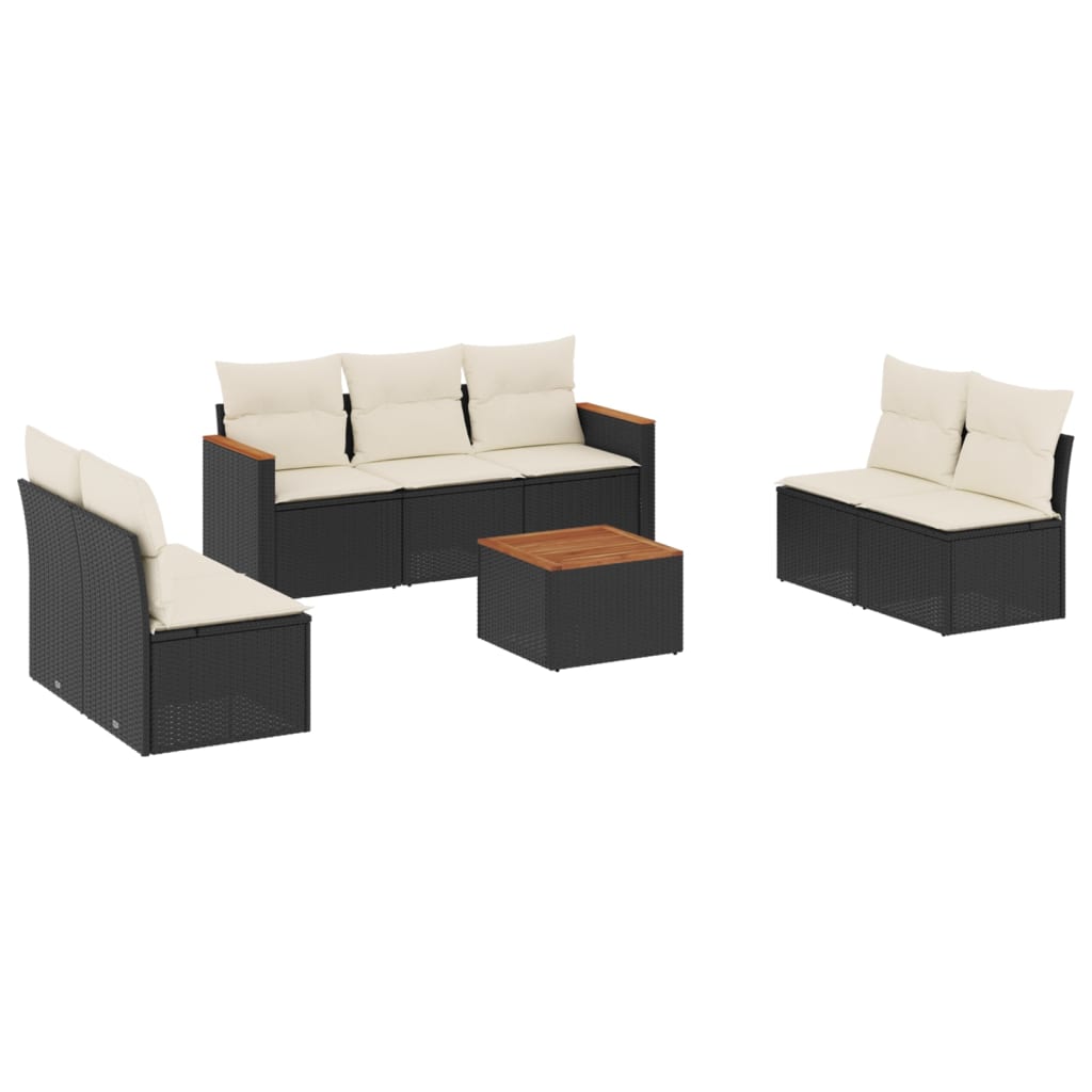 Set mobilier de grădină cu perne, 8 piese, negru, poliratan GartenMobel Dekor