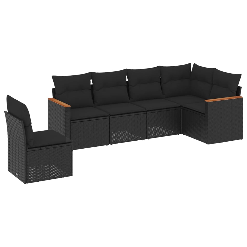 Set mobilier de grădină cu perne, 6 piese, negru, poliratan GartenMobel Dekor