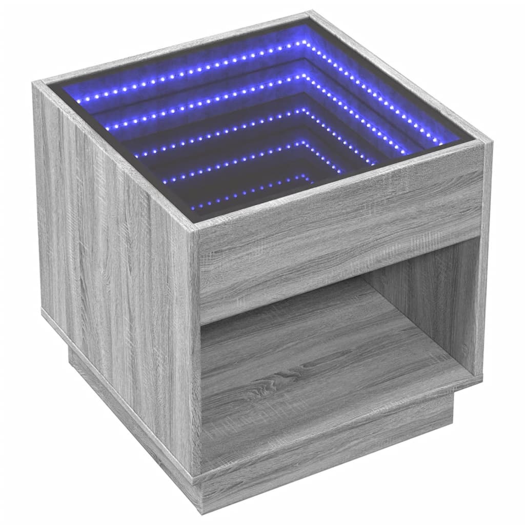 Noptieră cu LED infinity, gri sonoma, 50x50x50 cm GartenMobel Dekor