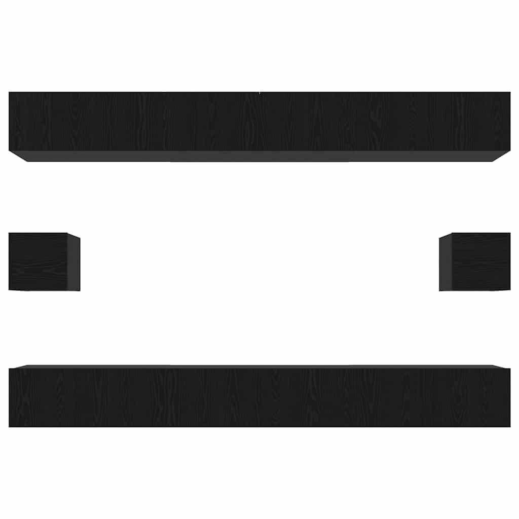 Set comodă TV Pe perete 8 pcs Stejar Negru Lemn compozit GartenMobel Dekor