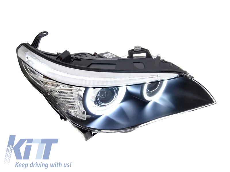 Faruri xenon de tuning potrivite pentru BMW Seria 5 E60/E61 2005-2007 cu bază neagră Performance AutoTuning