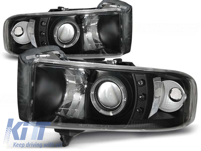 Kit de faruri de tuning cu ochi de înger halogeni, potrivit pentru Dodge RAM 1994-2001, stânga și dreapta Performance AutoTuning