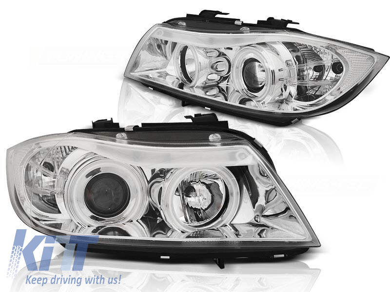 Kit de faruri tuning cu ochi de înger CCFL, potrivit pentru BMW 3 E90/E91 03.2005-08.2008, stânga și dreapta Performance AutoTuning