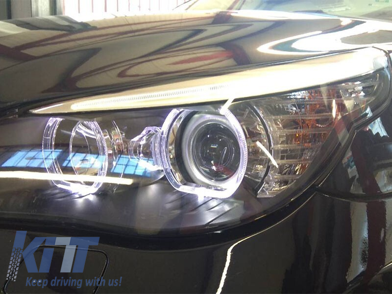 Kit de faruri tuning cu ochi de înger LED potrivit pentru BMW E60/E61 2003-2007, stânga și dreapta Performance AutoTuning