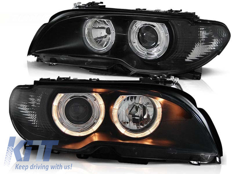 Kit de faruri tuning cu ochi de înger halogen, potrivit pentru BMW 3 E46 04.2003-2006 coupe/cabriolet, stânga și dreapta Performance AutoTuning