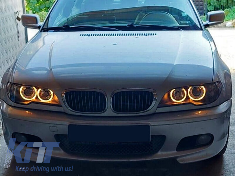 Kit de faruri tuning cu ochi de înger halogen, potrivit pentru BMW 3 E46 04.2003-2006 coupe/cabriolet, stânga și dreapta Performance AutoTuning