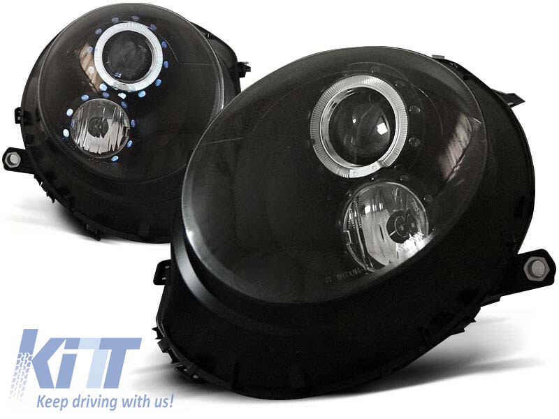 Kit de faruri tuning cu ochi de înger potrivit pentru MINI COOPER R55/R56/R57 2006-2014, stânga și dreapta Performance AutoTuning