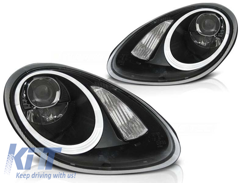 Kit de faruri xenon de tuning potrivit pentru Porsche Boxster/Cayman 987 2005-2008 cu bază neagră, stânga și dreapta Performance AutoTuning