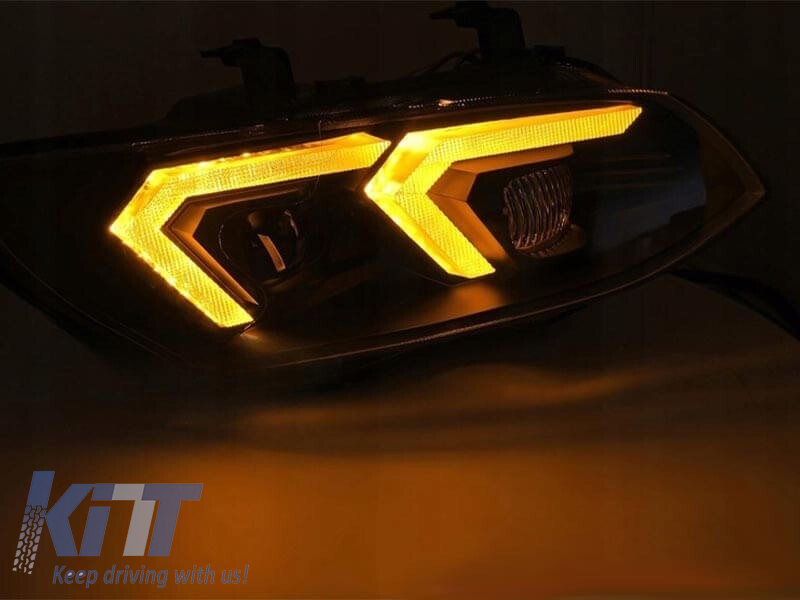 Set de faruri LED de tuning potrivit pentru BMW Seria 3 E92 coupe, E93 cabrio 2010-2013 cu bază neagră, pentru modelul cu lumini DRL de fabrică, fără AFS, stânga și dreapta Performance AutoTuning