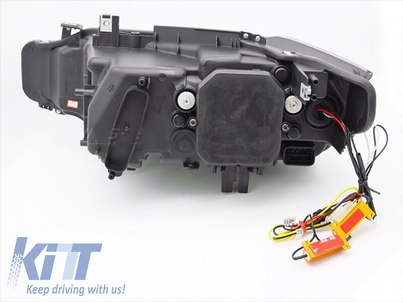 Set de faruri LED de tuning potrivit pentru BMW Seria 3 F30 sedan, F31 touring 10.2011-05.2015 cu bază cromată, stânga și dreapta Performance AutoTuning