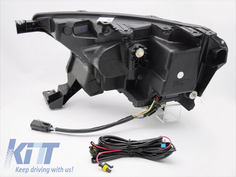 Set de faruri LED de tuning potrivit pentru Ford Ranger 2016-2022 cu bază neagră, cu semnale de întoarcere dinamice, pentru modelul cu lumini DRL din fabrică, stânga și dreapta Performance AutoTuning