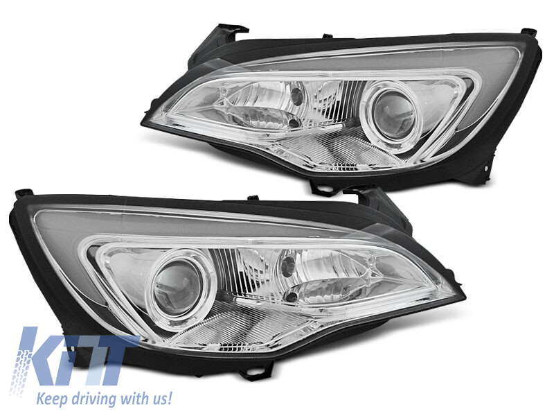 Set de faruri de tuning cromat cu lumini DRL potrivit pentru OPEL ASTRA J 2010-2015, stânga și dreapta Performance AutoTuning